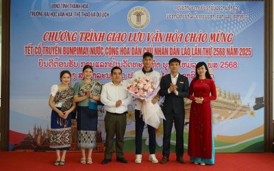 TRƯỜNG ĐẠI HỌC VĂN HÓA, THỂ THAO VÀ DU LỊCH THANH HÓA TỔ CHỨC MỪNG TẾT CỔ TRUYỀN BUNPIMAY NĂM 2025 CHO LƯU HỌC SINH LÀO